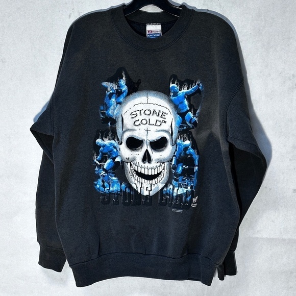 Vintage Hanes Heavyweight 1998 WWF Stone Cold Steve Austin Black Long Sleeve - Picture 2 of 8